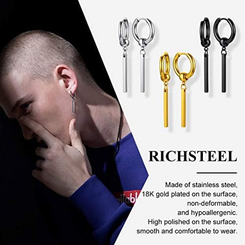 Pendientes De Aro Huggie Con Barra Colgante Para Hombres Y M
