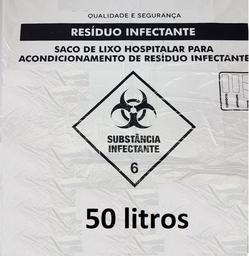 Imagem 1 de 2 de Sacos Para Lixo Hospitalar Infectante 50 Litros - 100 Und