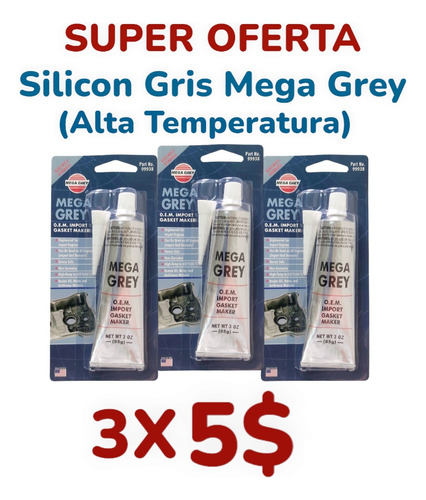 Silicon Gris Alta Temperatura Mega Grey 85 Gr
