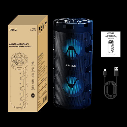 Caixa De Som Grasep Bluetooth Com Entrada Para Pendrive