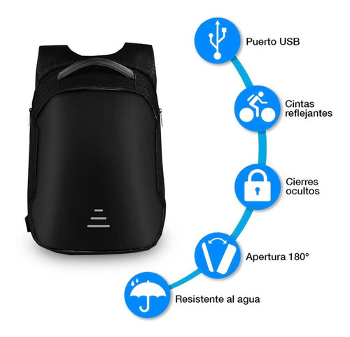 Mochila Con Usb Urbana Anti-robo Porta Notebook