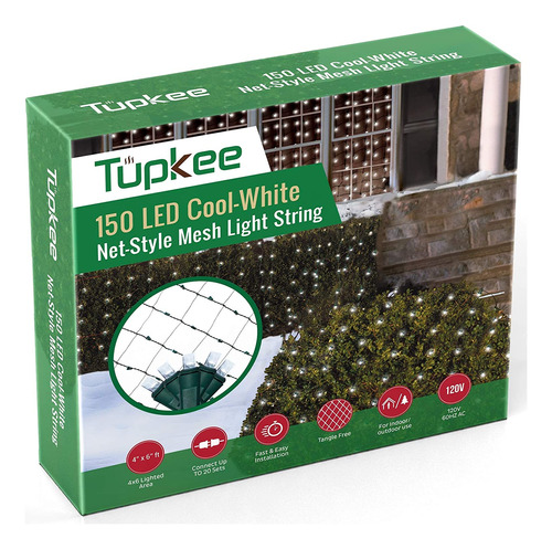 Tupkee Red De Luz De Navidad   150 Luces Led De Malla Blanca