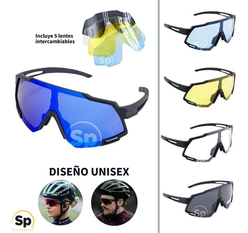 Imagen 2 de 10 de Lentes Deportivos Para Ciclismo Polarizados Unisex 4 Micas