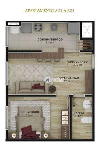 Imagem 8 de 9 de Apartamento À Venda, 39 M² Por R$ 239.789,37 - Centro - Novo Hamburgo/rs - Ap2576