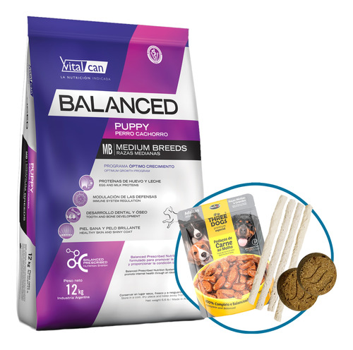 Alimento Vitalcan Balanced Perro Cachorro Raza Mediana 12 Kg