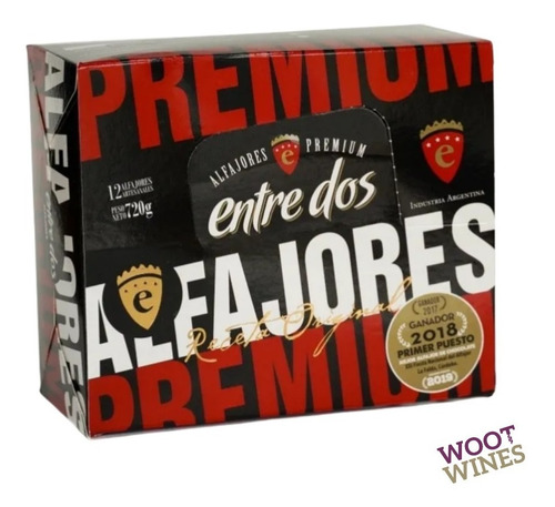 Imagen 2 de 9 de Alfajor Premium Entre Dos - Caja X12 Ud Choco Ddl Al Cognac