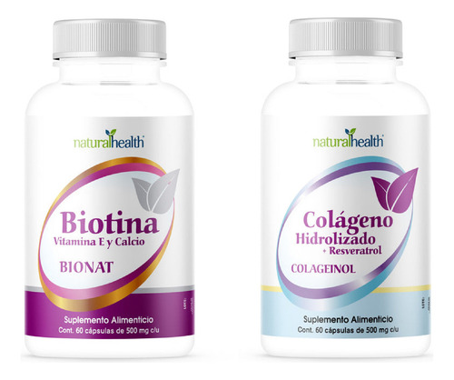 Kit Biotina Y Vit E + Colageno Y Resveratrol Cabello Uñas Sabor Sin Sabor