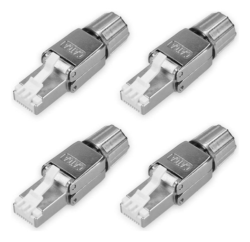 Juego De 4 Conectores De Red Cat6a Rj-45 Protegidos Con Éter