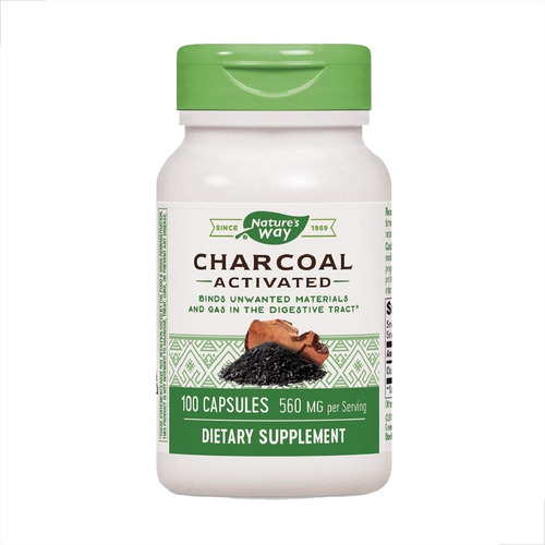 Carbón Activado Nature´s Way, 100 Cápsulas, 560 Mg Por Caps