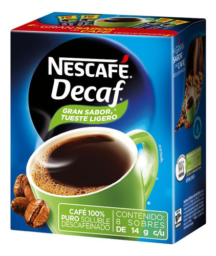 Cafe Nescafe Decaf Descafeinado Sobre De 14g