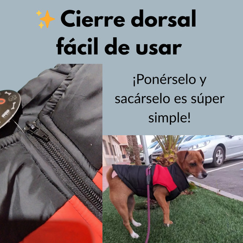 Campera Perro Impermeable Con Arnes(50 Cm De Largo Del Lomo) Rojo