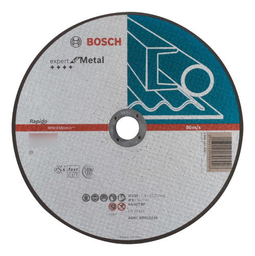 Disco De Corte Metal Expert Recto Amoladora 230x1,9mm Bosch
