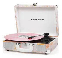 Comprar Reproductor De Vinilo Tanlanin Te-001pk Floral Rosa