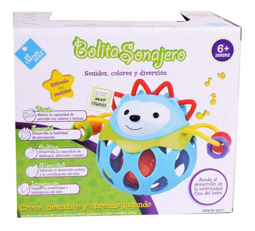 Imagen 3 de 6 de Sonajero Animalito Con Cascabel De Goma Bebe El Duende Azul