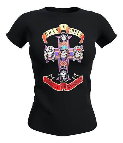 Polera Mujer Diseño Guns And Roses Algodón 100%