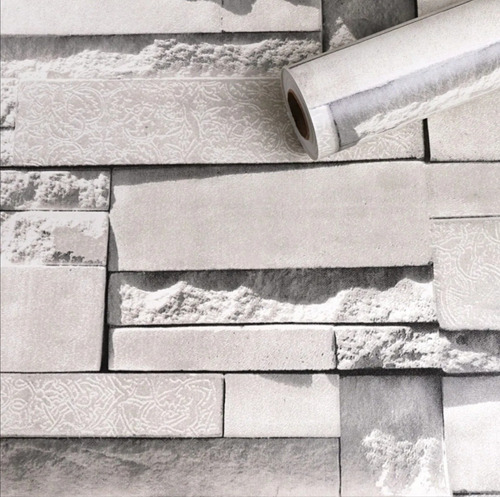 Imagen 2 de 7 de Papel Tapiz Piedra Laja Gris Mayoreo