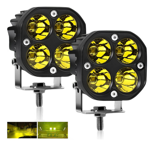 Faro Auxiliar Amarillo Led Para Moto Auto 4x4 Suv 80w 2pcs