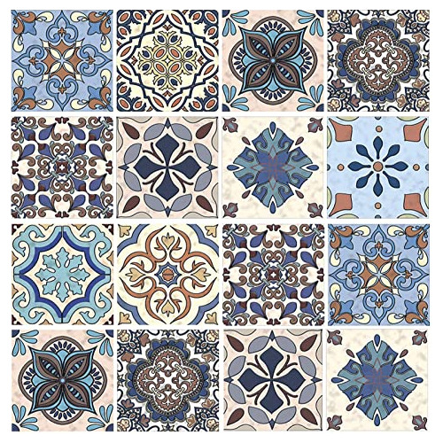 16 Piezas (6x6 Pulgadas) Pegatinas De Azulejos Marroquã...