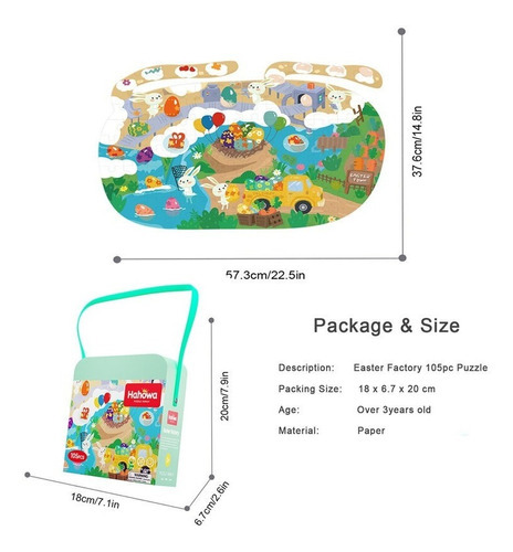 Imagen 4 de 4 de Rompecabezas 105pcs Puzzle Forma Conejos Fabrica Bolso Viaje