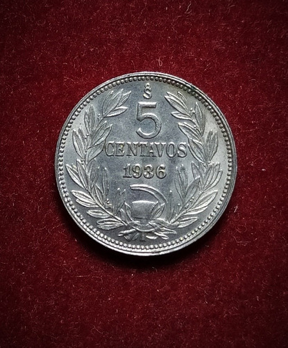 Moneda 5 Centavos Chile 1936 Km 165