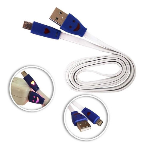 Cable Usb A Microusb Blanco Conector Luminoso