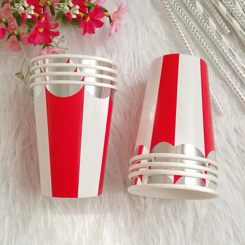 Vasos Decorados Biodegradables Fiesta Circo / Navidad 8 Pz