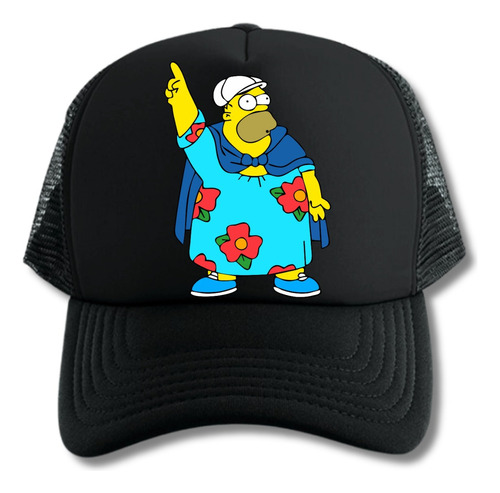 Gorra Trucker Homero Simpson Obeso Vestido Black And White