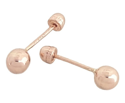 Arete Broquel Dormilona Bola 3 Mm Para Bebe Oro Rosa 14k