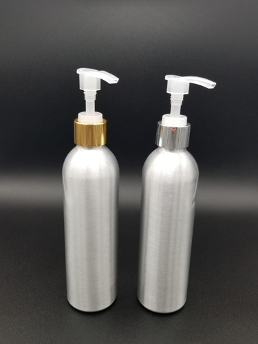 Botella De Aluminio 250ml C/dosificador Oro Y Plata (10pz)