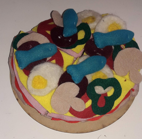 Pizza Completa. Juguete, Niños Comida De Juguete