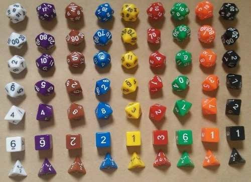 Jogo Dados Rpg 7 Sete Peças D4, D6, D8, D10, D10%, D12 E D20