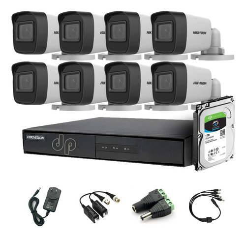 Kit Seguridad Hikvision Dvr 16 + 1 Tb + 8 Camaras Full 1080p