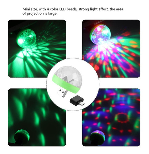 Mini Luz 5w Rgb Rotación Dj Led Usb Auto Fiesta Colores