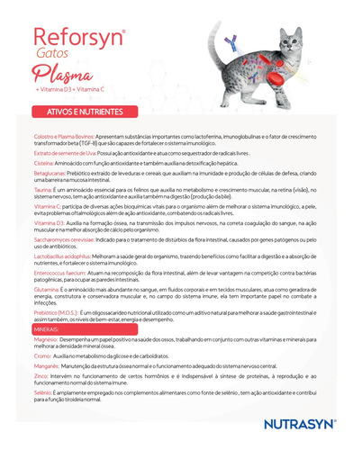 Suplemento Vitamínico Nutrasyn Reforsyn P Gatos 45 Tabletes