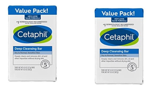 6x Cetaphil Barra Jabón Dermolimpiador Versión Usa 127 Gr