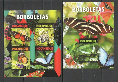 2016 Insectos- Mariposas- Mozambique (2 Bloques) Mint
