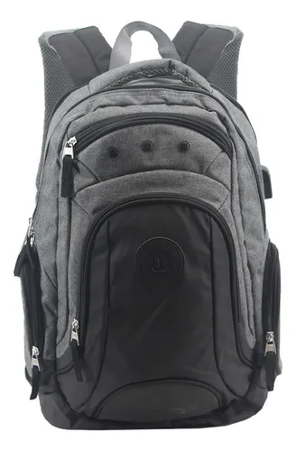 Mochila Negra Cecchini Porta Notebook Amplia Clásica Bolsillos