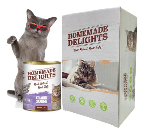 Alimento Humedo Lata Homemade Delights Gatos Sardina X12