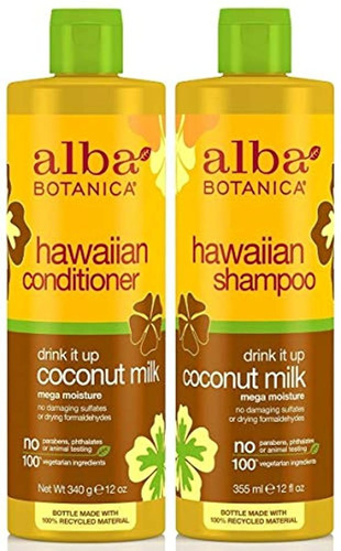 Shampoo Y Acondicionador,leche De Coco 12 Oz, Alba Botánica