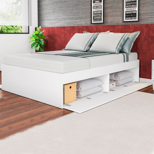 Cama Queen Tókio 4 Portas Branco Cm1600 - Art In Móveis