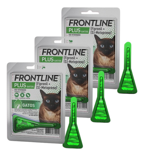 Combo Kit 3 Frontline Plus Gatos Remédio Antipulga Carrapato
