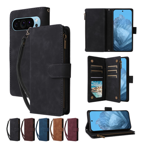 Funda De Piel Tipo Cartera Con Cierre Y Cierre Magnético Para Google Pixel 10 Pro Xl 9 Pro 9a 8 7 5 4a 4g 5g Xl
