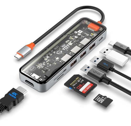 Hub Adaptador Usb Tipo C 7en1 Moxom Para Mac Macbook Windows