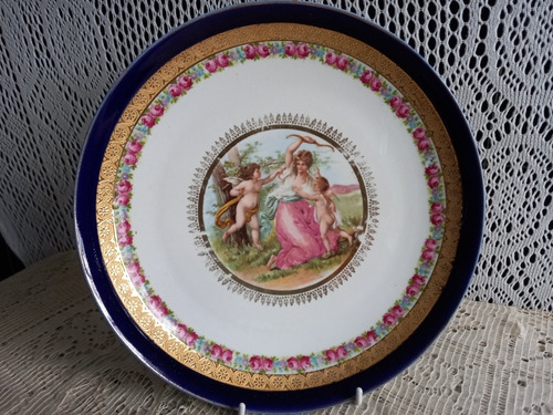 Hermoso Muy Fino Plato Decoración Alemán Inmaculado Estado 