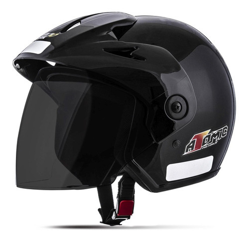 Capacete Para Moto Aberto Masculino Atomic Com Viseira Fume Cor Preto Tamanho do capacete 60