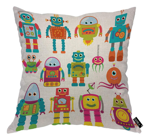 Ekobla Robots Throw Pillow Cover Adorable Funky Octopus