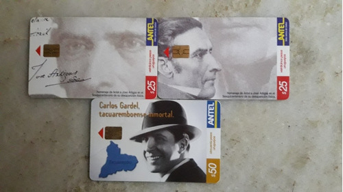 3 Tarjetas Telefonicas,artigas Y Gardel