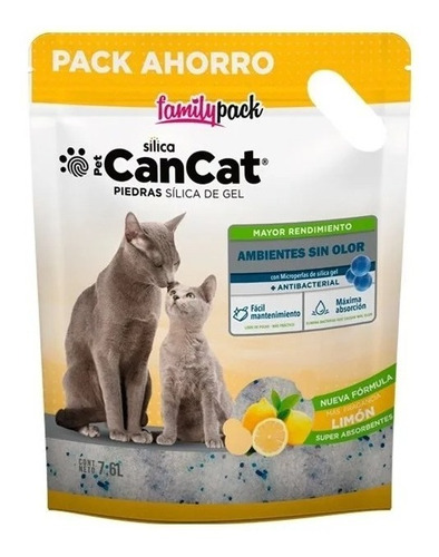 Piedras Sanit. Can Cat Silica Gel Family Pack Limon 7,6lts