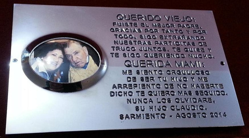 Placa Recordatoria Cementerio 25x15 Acero Foto Horizontal