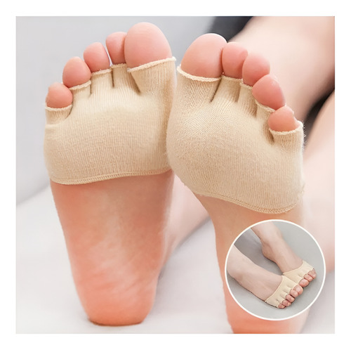 2 Calcetin Media Dedos Pie Frontal Invisible Antideslizante